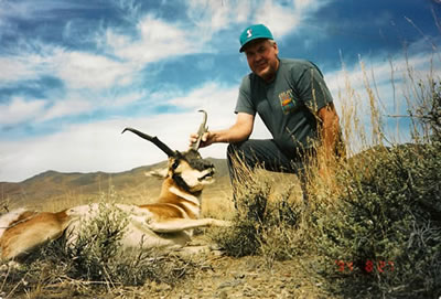 Guest with trophy antelope.